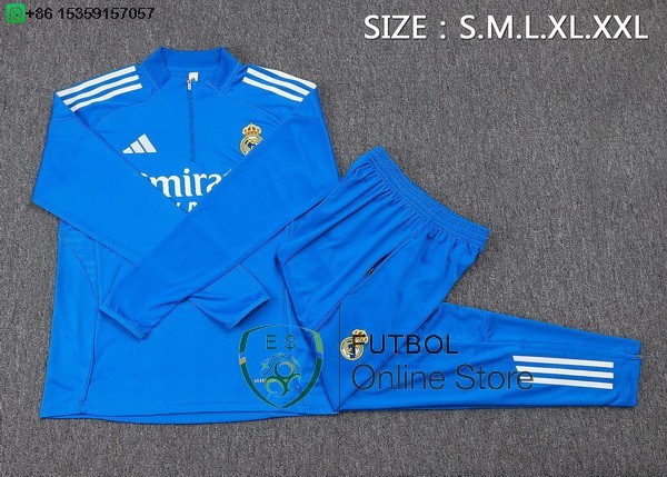 Conjunto Completo Sudadera Entrenamiento Real Madrid 25/2026 Azul Blanco