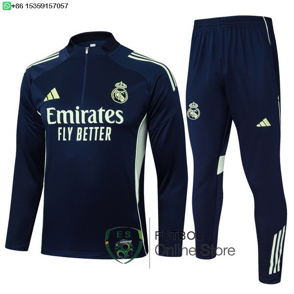 Conjunto Completo Sudadera Entrenamiento Real Madrid 25/2026 Azul Marino Conjunto Completo Sudadera Entrenamiento Real Madrid 25/2026 Azul Marino