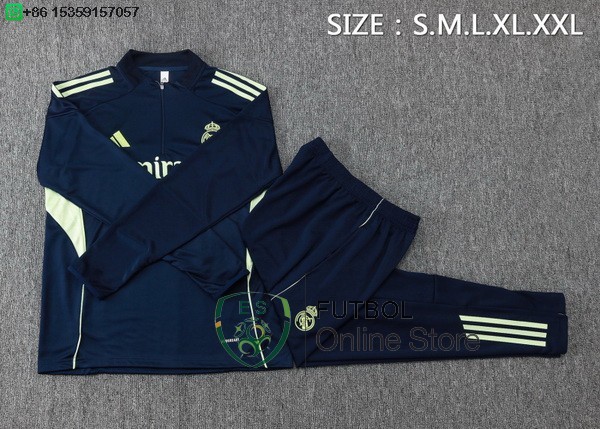 Conjunto Completo Sudadera Entrenamiento Real Madrid 25/2026 Azul Marino