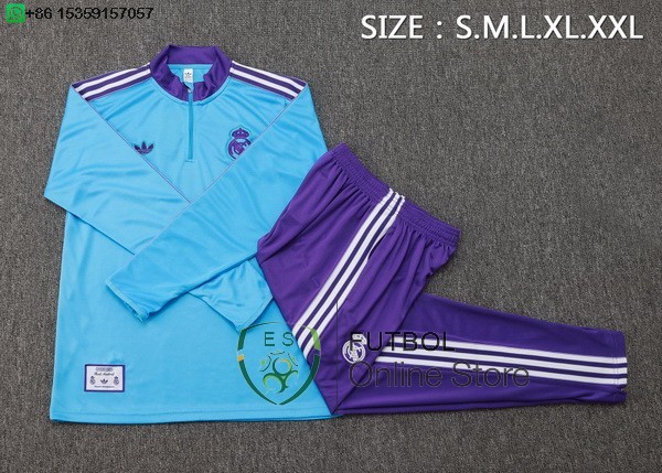 Conjunto Completo Sudadera Entrenamiento Real Madrid 25/2026 Azul Purpura