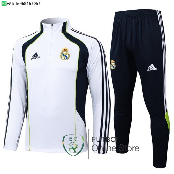 Conjunto Completo Sudadera Entrenamiento Real Madrid 25/2026 Blanco Negro Conjunto Completo Sudadera Entrenamiento Real Madrid 25/2026 Blanco Negro