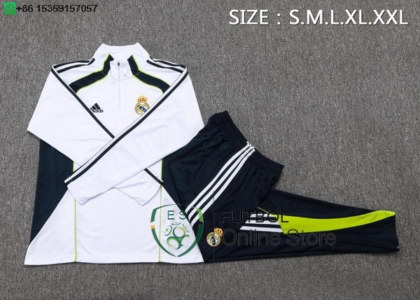 Conjunto Completo Sudadera Entrenamiento Real Madrid 25/2026 Blanco Negro