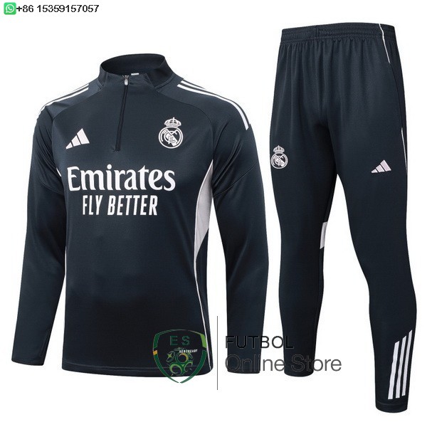 Conjunto Completo Sudadera Entrenamiento Real Madrid 25/2026 Gris Marino Conjunto Completo Sudadera Entrenamiento Real Madrid 25/2026 Gris Marino