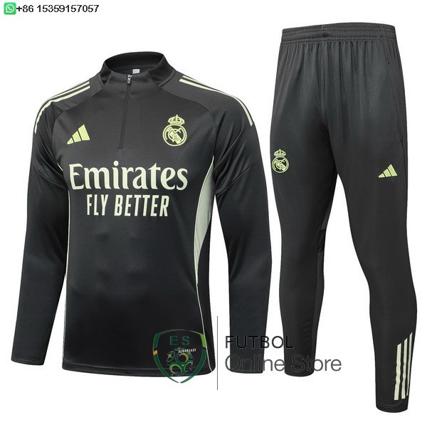 Conjunto Completo Sudadera Entrenamiento Real Madrid 25/2026 Gris Verde Conjunto Completo Sudadera Entrenamiento Real Madrid 25/2026 Gris Verde