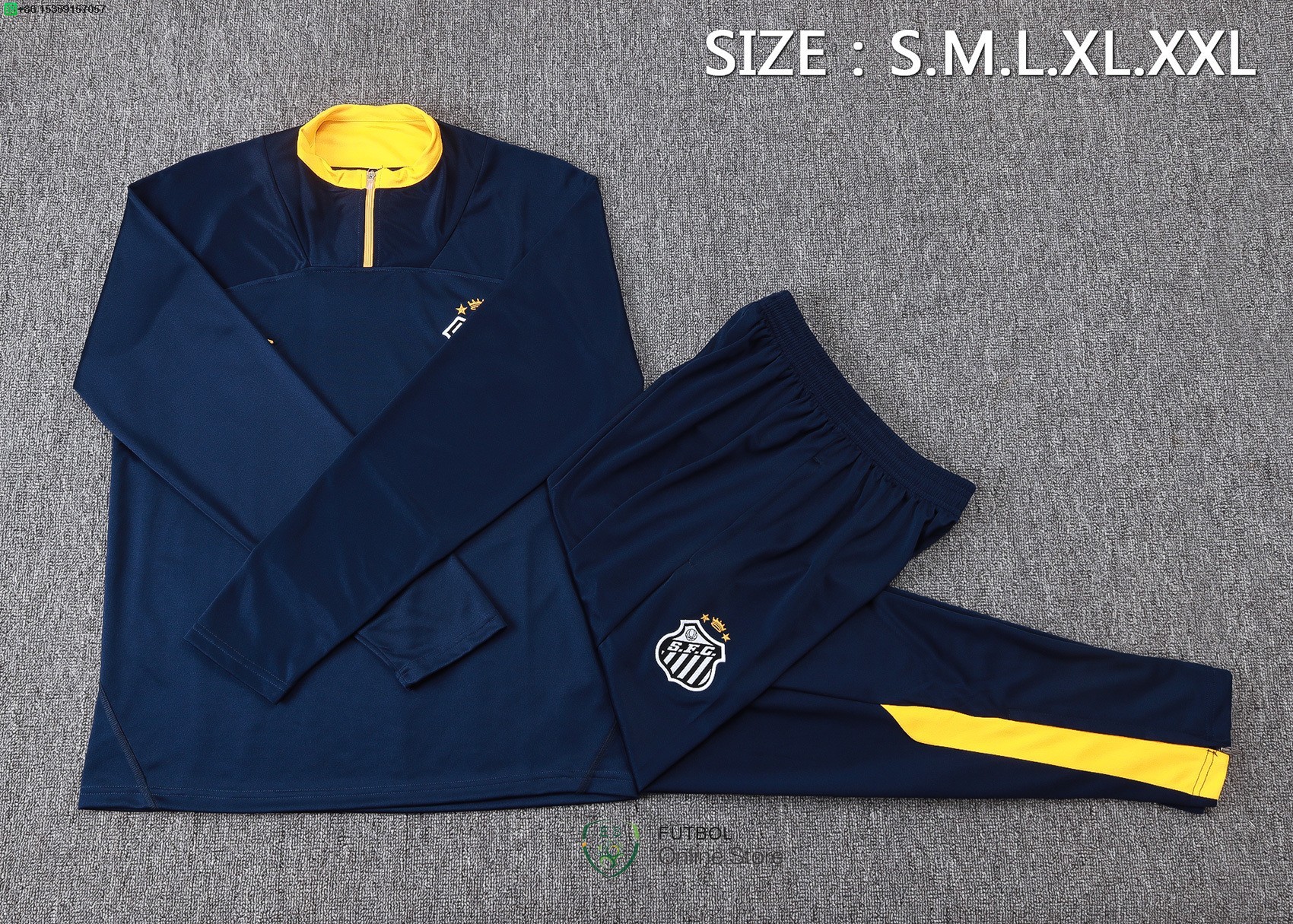 Conjunto Completo Sudadera Entrenamiento Santos 25/2026 Azul