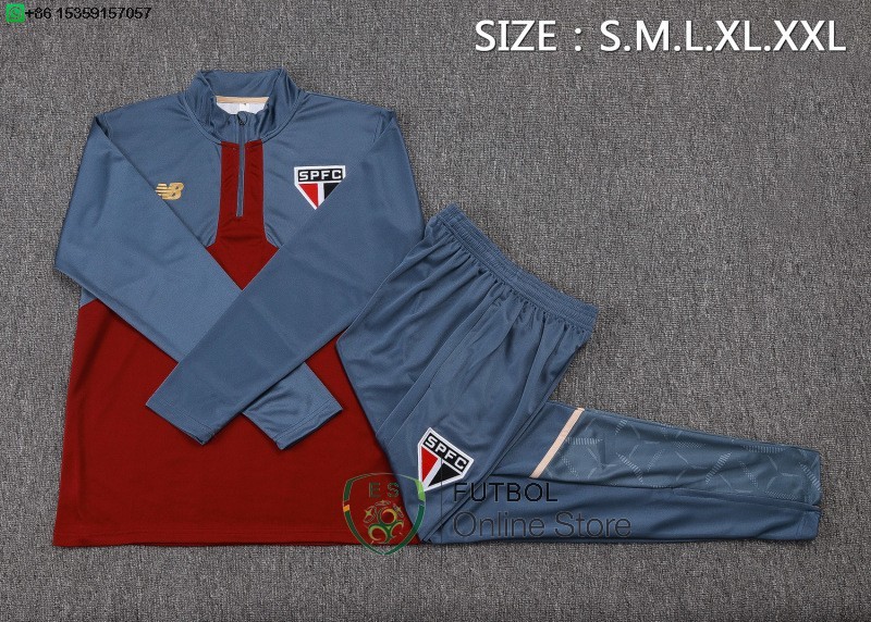 Conjunto Completo Sudadera Entrenamiento Sao Paulo 25/2026 Gris Rojo
