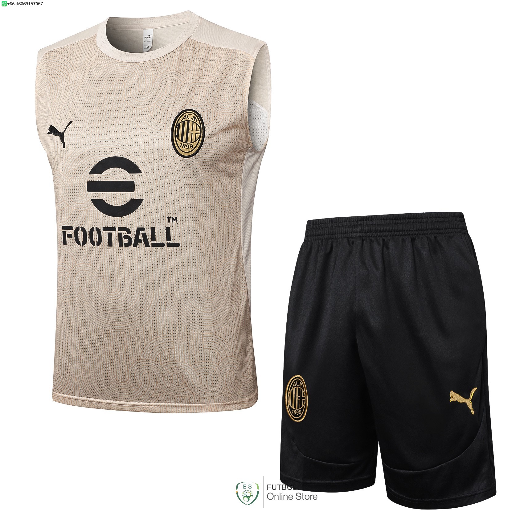Entrenamiento Sin Mangas Conjunto Completo AC Milan 24/2025 Amarillo Negro