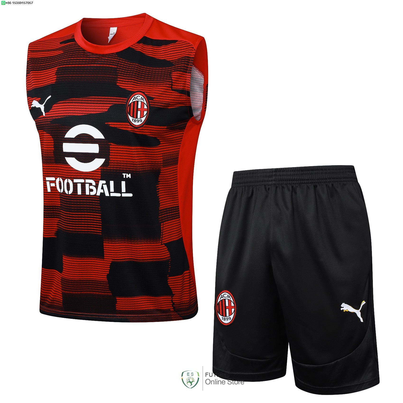 Entrenamiento Sin Mangas Conjunto Completo AC Milan 24/2025 Rojo Negro