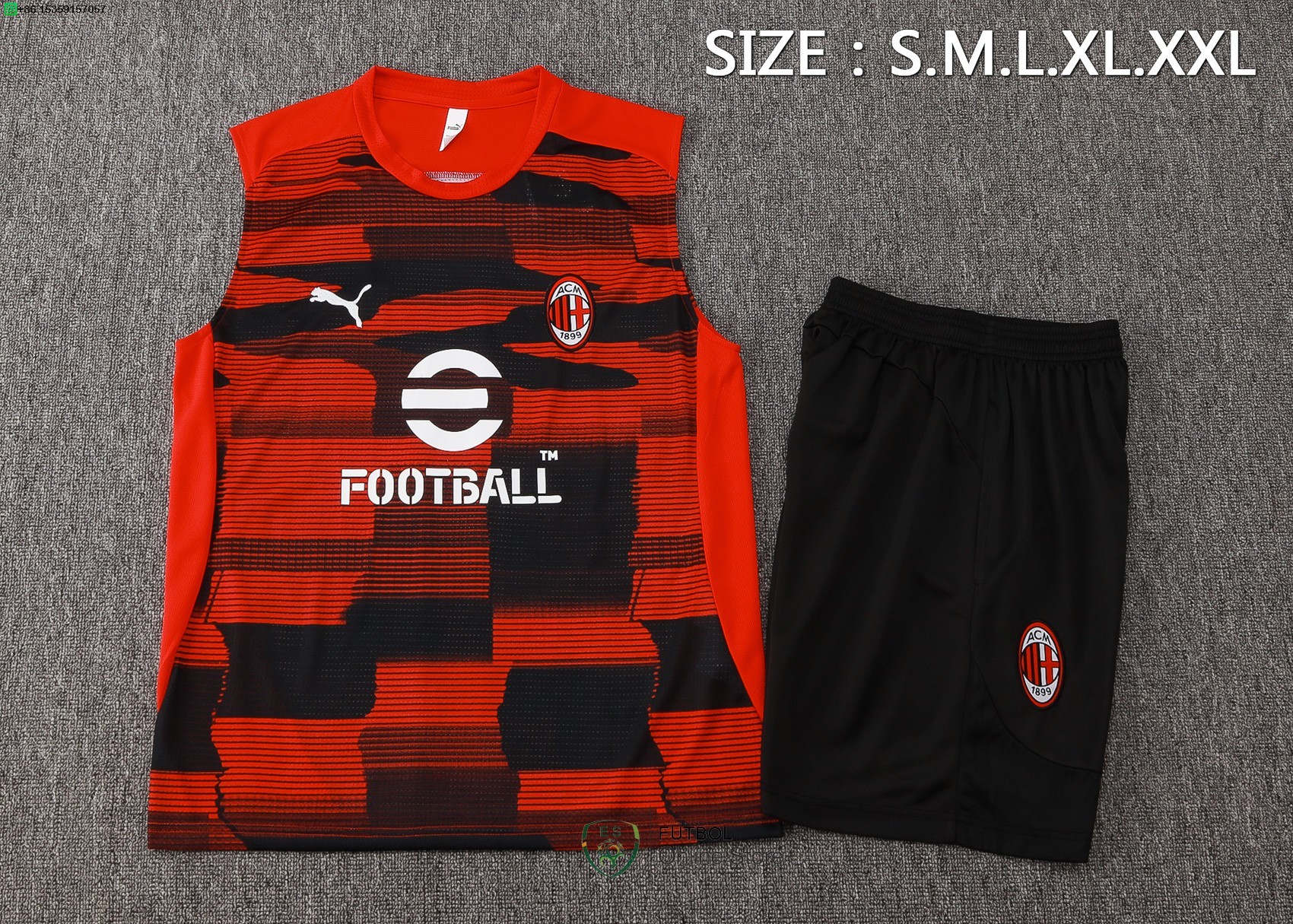Entrenamiento Sin Mangas Conjunto Completo AC Milan 24/2025 Rojo Negro
