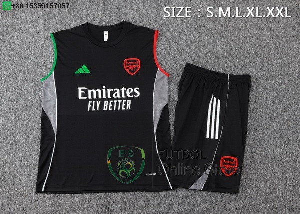 Entrenamiento Sin Mangas Conjunto Completo Arsenal 25/2026 Negro Rojo