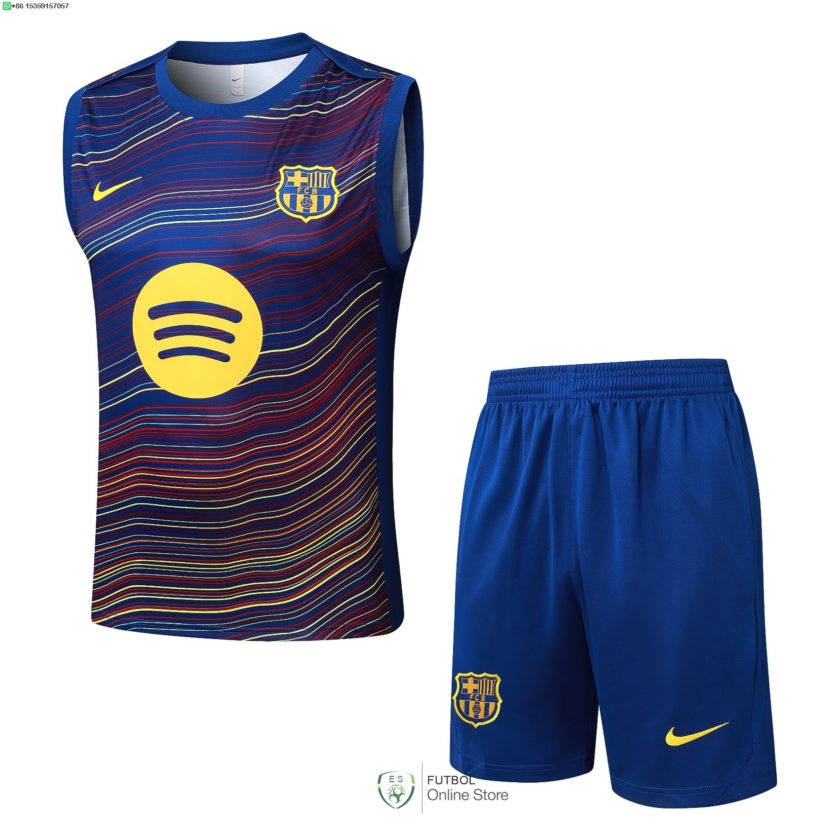 Entrenamiento Sin Mangas Conjunto Completo Barcelona 25/2026 Azul Amarillo