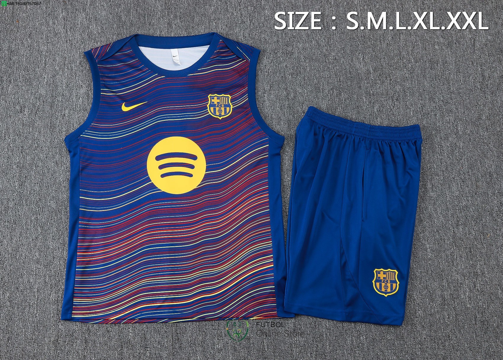 Entrenamiento Sin Mangas Conjunto Completo Barcelona 25/2026 Azul Amarillo