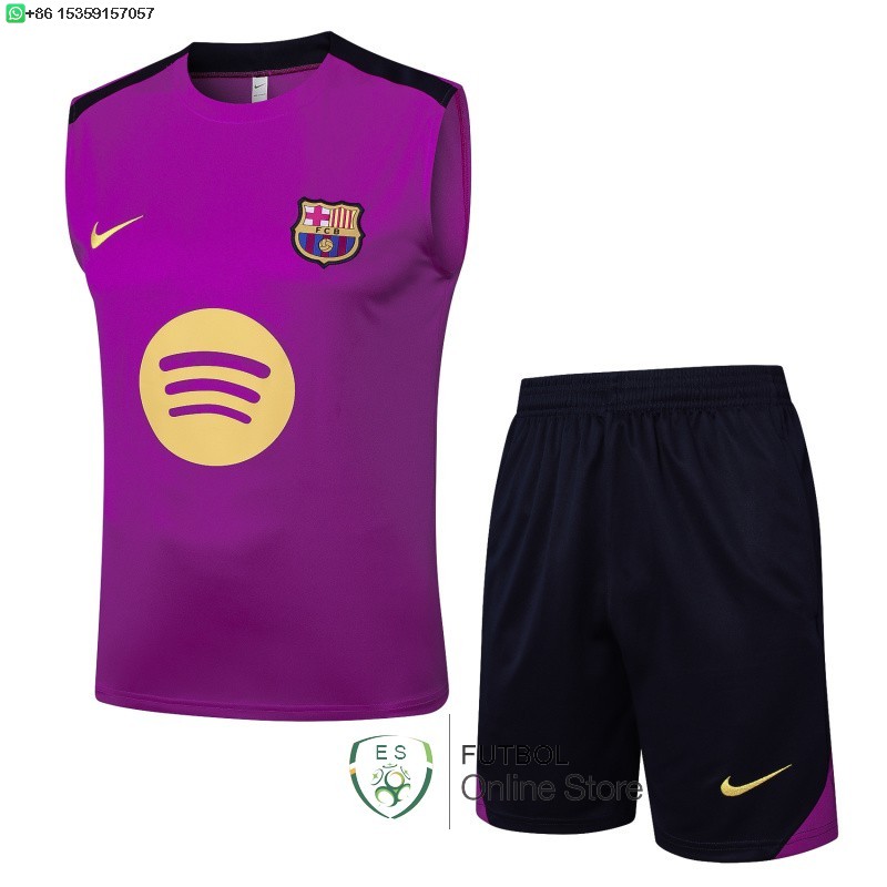 Entrenamiento Sin Mangas Conjunto Completo Barcelona 25/2026 Purpura Amarillo
