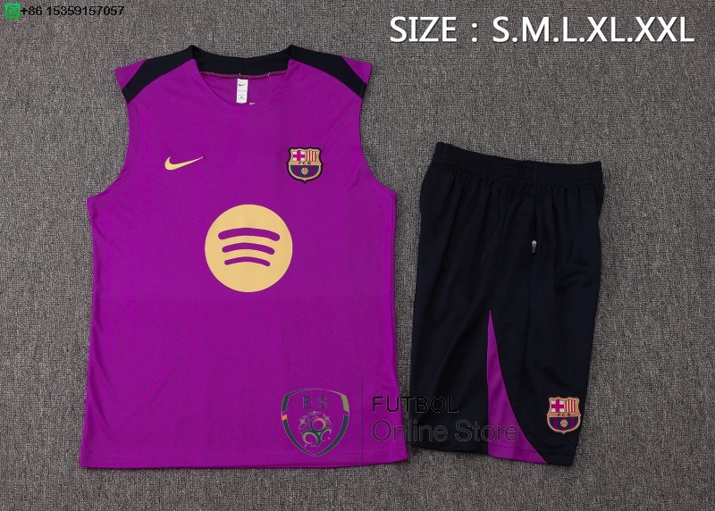Entrenamiento Sin Mangas Conjunto Completo Barcelona 25/2026 Purpura Amarillo