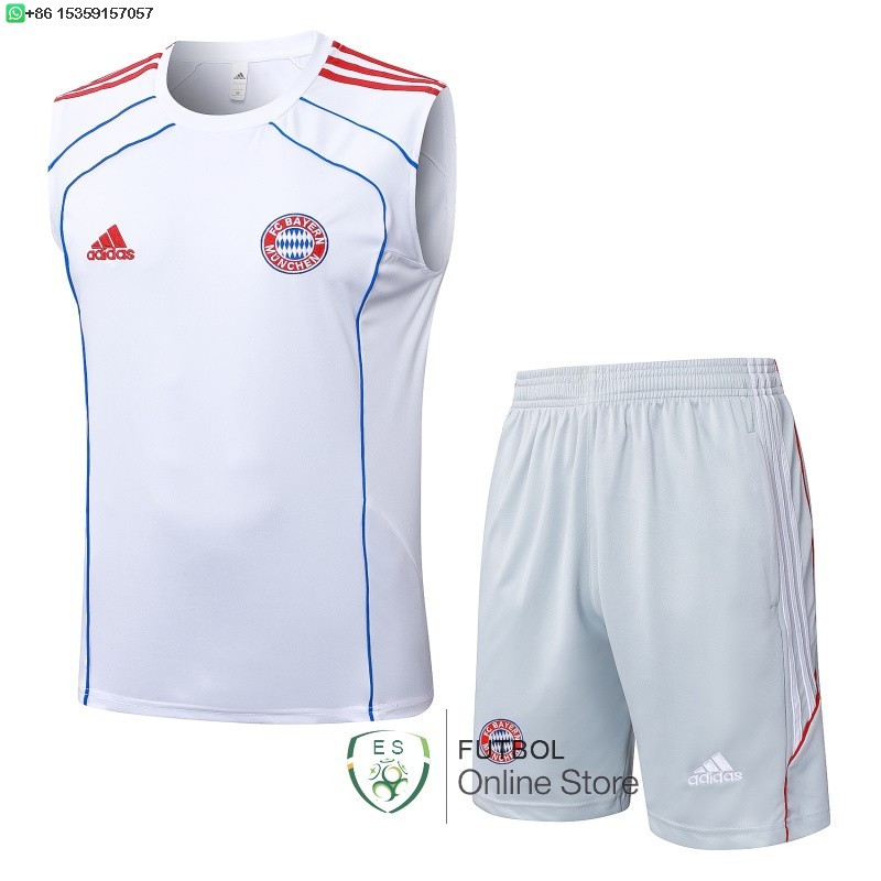 Entrenamiento Sin Mangas Conjunto Completo Bayern Munich 25/2026 Blanco Azul