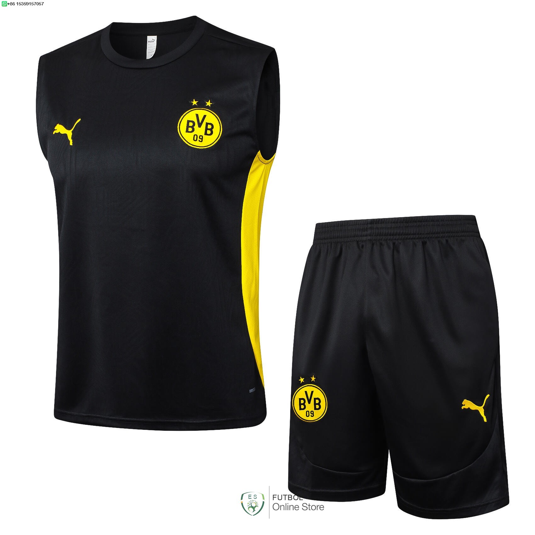 Entrenamiento Sin Mangas Conjunto Completo Borussia Dortmund 24/2025 Negro Amarillo