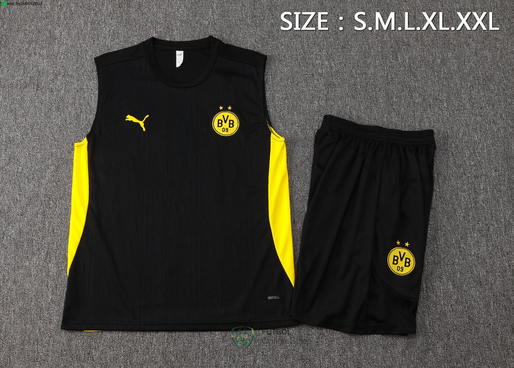 Entrenamiento Sin Mangas Conjunto Completo Borussia Dortmund 24/2025 Negro Amarillo