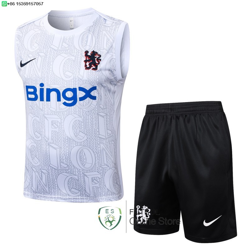 Entrenamiento Sin Mangas Conjunto Completo Chelsea 25/2026 Blanco Azul Negro