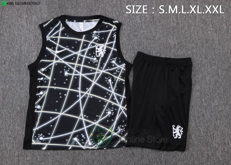 Entrenamiento Sin Mangas Conjunto Completo Chelsea 25/2026 Negro Blanco