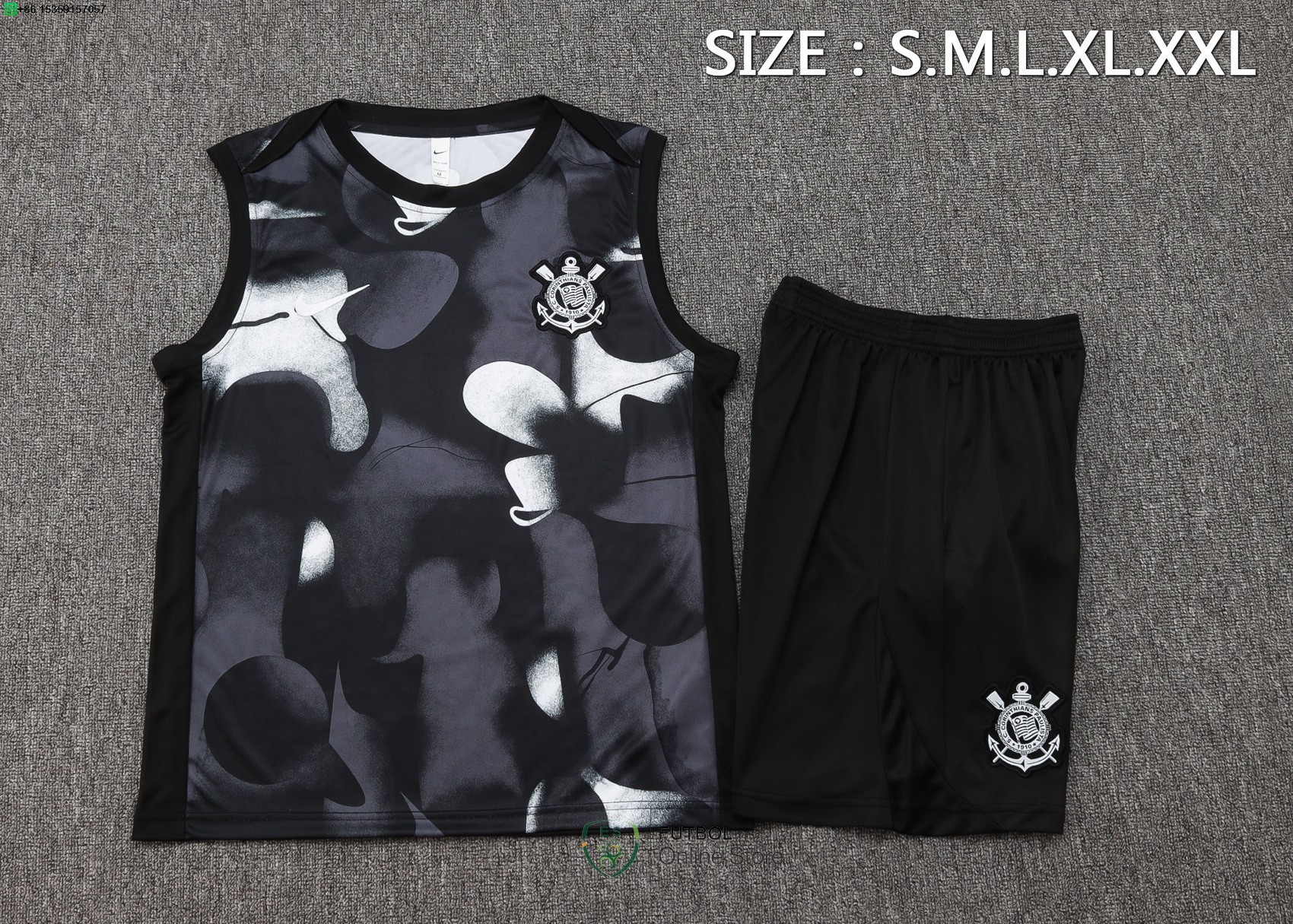 Entrenamiento Sin Mangas Conjunto Completo Corinthians Paulista 25/2026 Negro Gris