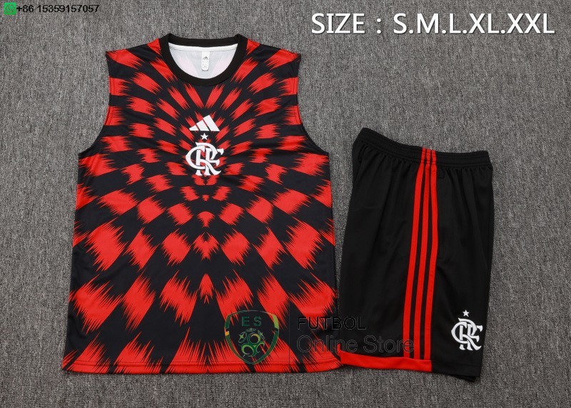 Entrenamiento Sin Mangas Conjunto Completo Flamengo 25/2026 Rojo I Negro