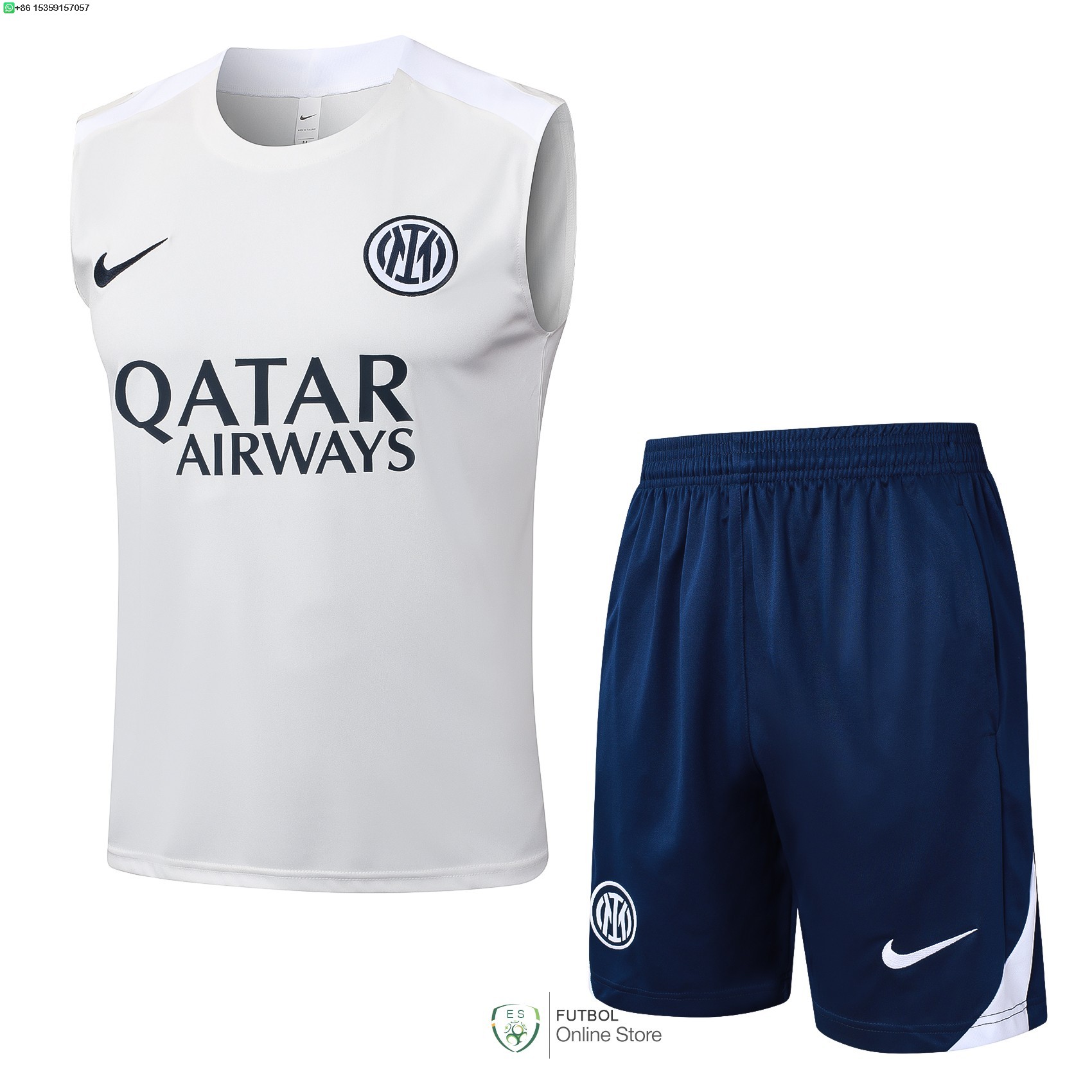 Entrenamiento Sin Mangas Conjunto Completo Inter Milan 25/2026 Blanco Azul