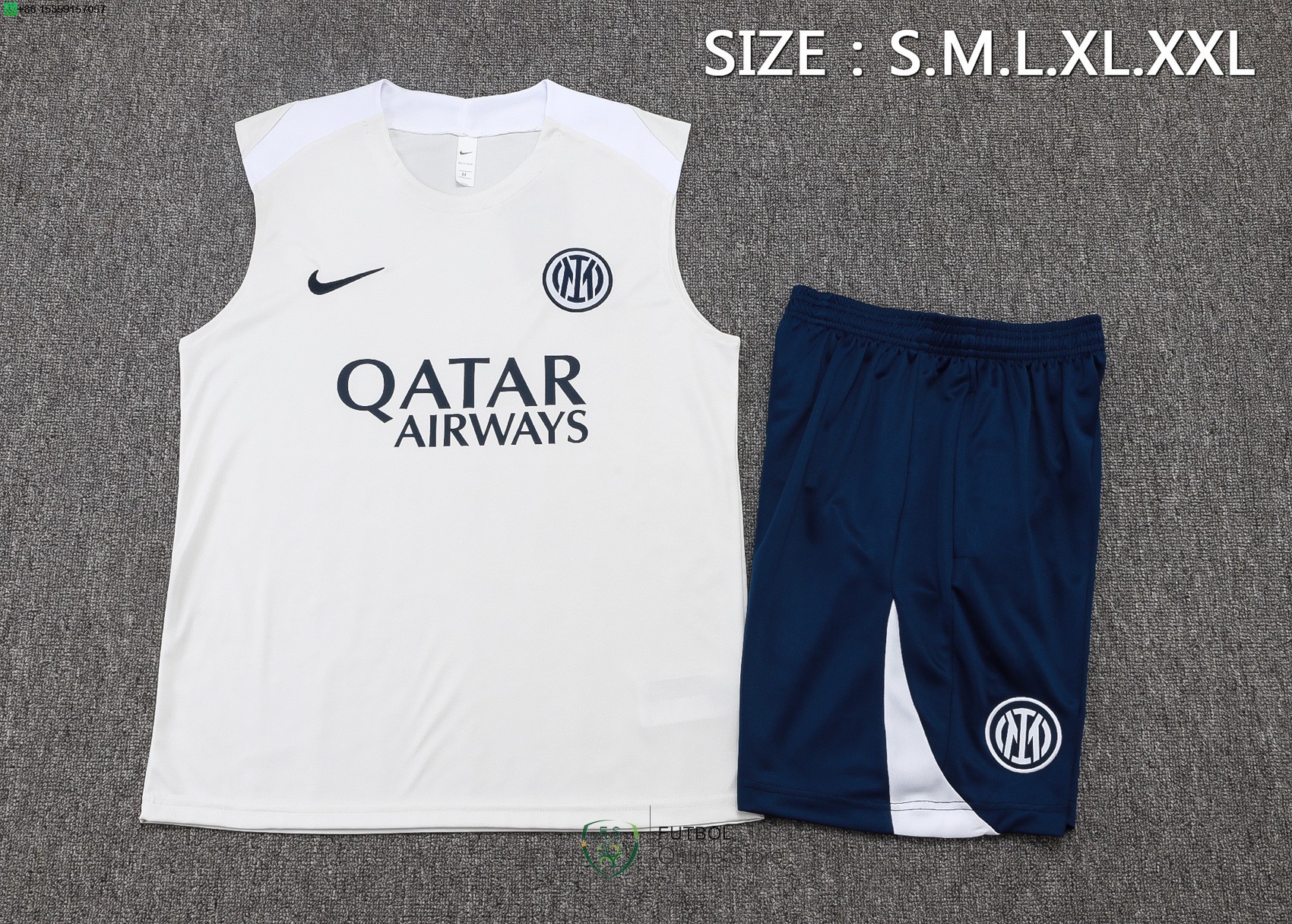 Entrenamiento Sin Mangas Conjunto Completo Inter Milan 25/2026 Blanco Azul