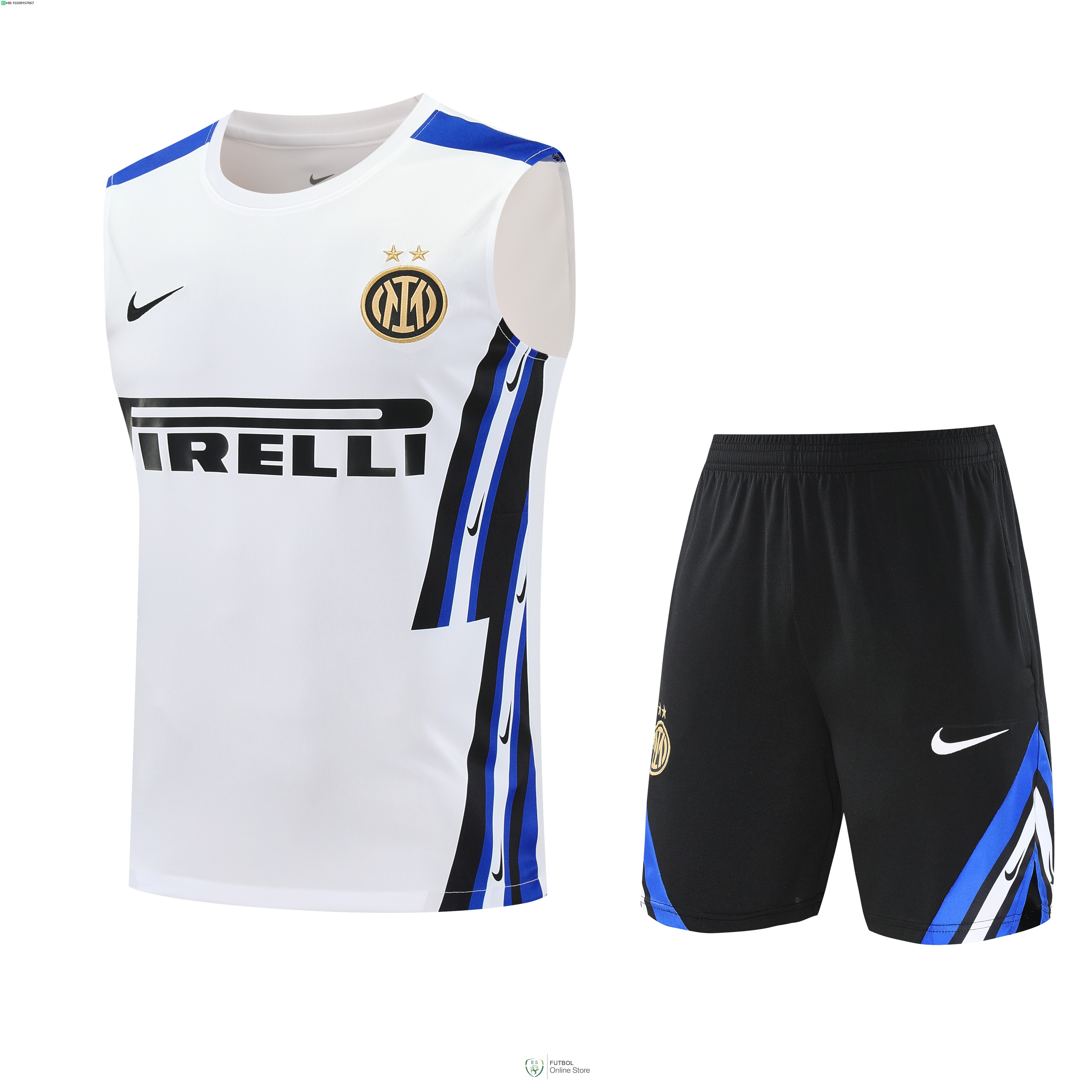 Entrenamiento Sin Mangas Conjunto Completo Inter Milan 25/2026 Blanco Azul Negro
