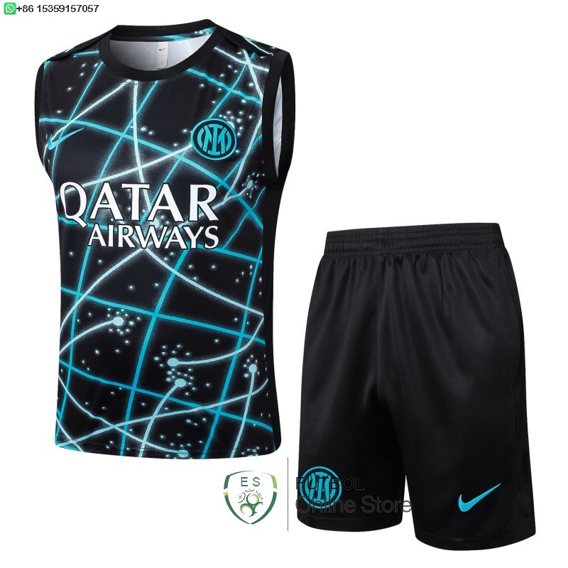 Entrenamiento Sin Mangas Conjunto Completo Inter Milan 25/2026 Verde I Negro