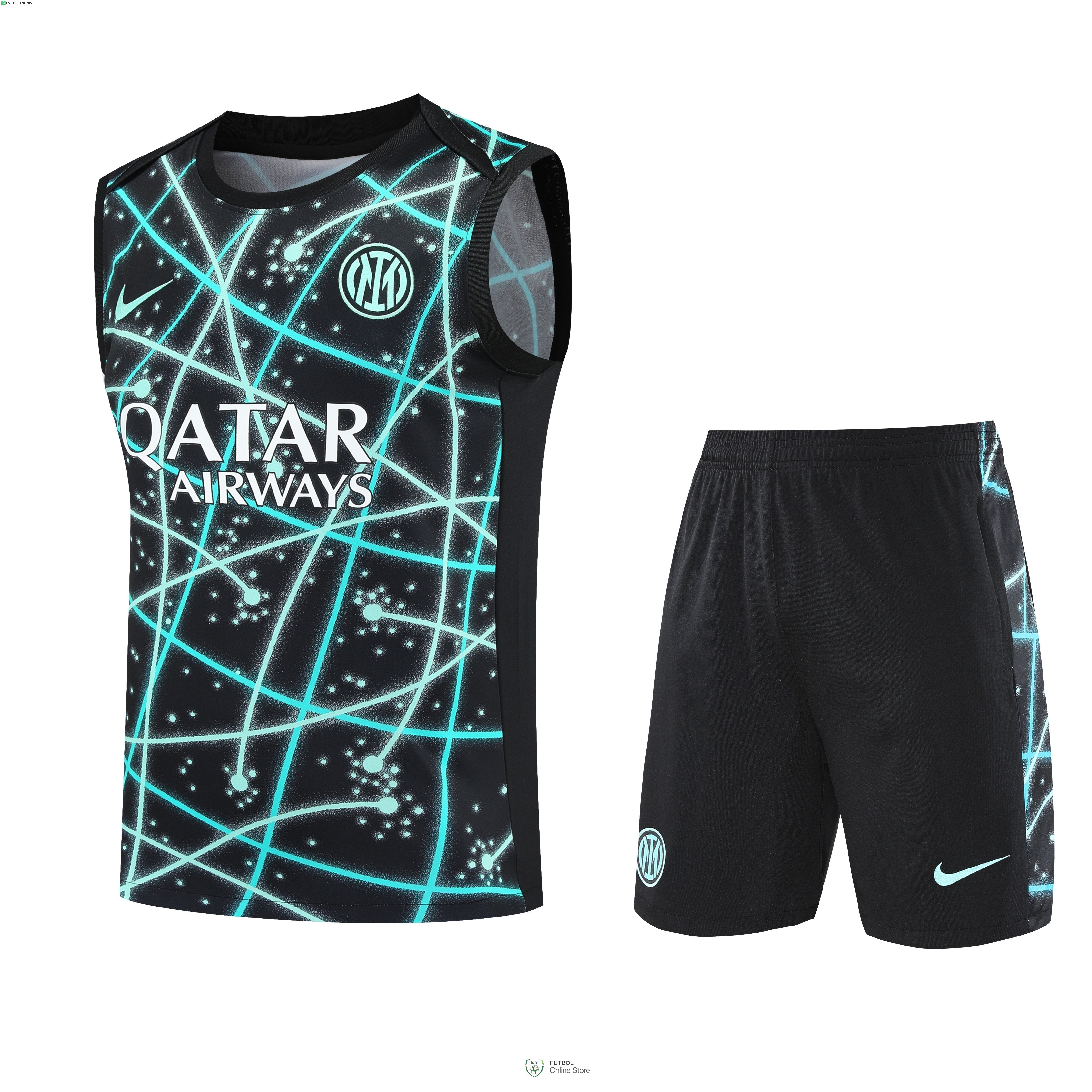 Entrenamiento Sin Mangas Conjunto Completo Inter Milan 25/2026 Verde Negro