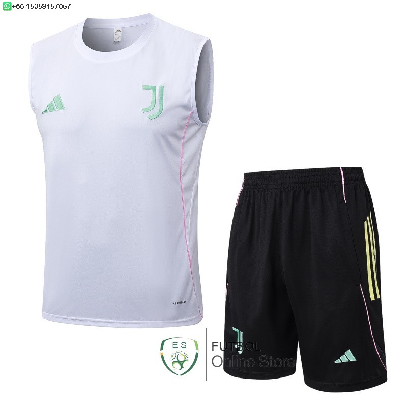 Entrenamiento Sin Mangas Conjunto Completo Juventus 25/2026 Blanco Rosa Negro