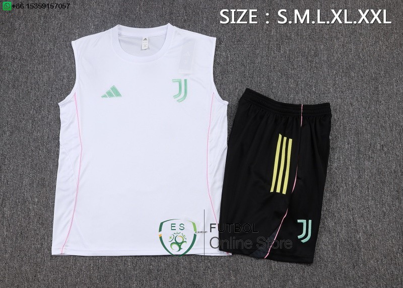 Entrenamiento Sin Mangas Conjunto Completo Juventus 25/2026 Blanco Rosa Negro