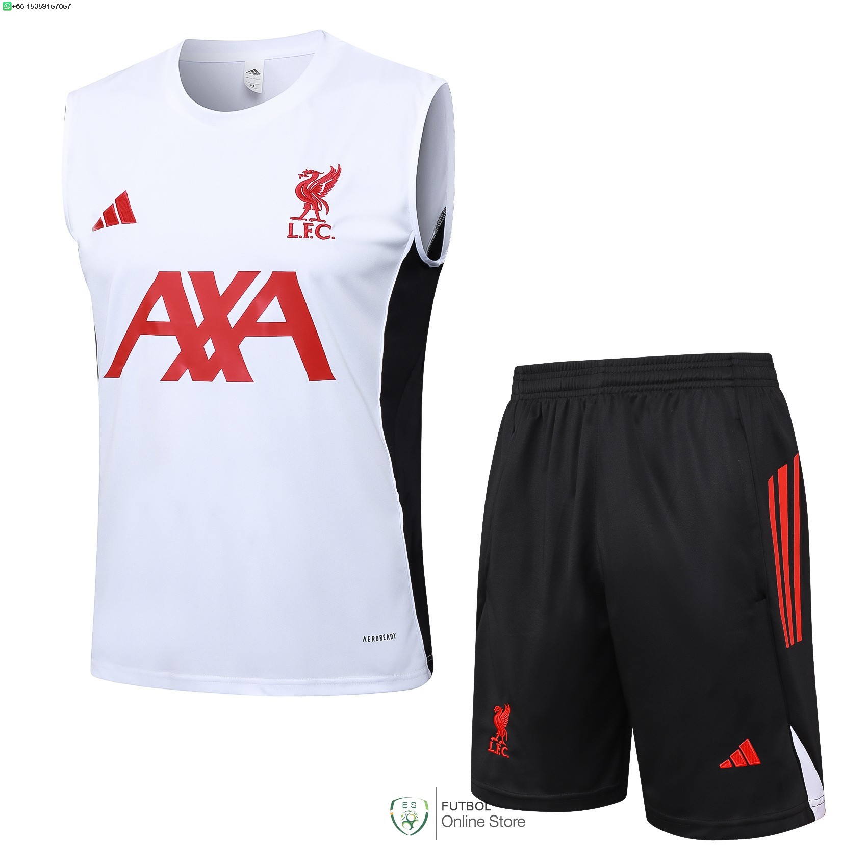 Entrenamiento Sin Mangas Conjunto Completo Liverpool 25/2026 Blanco Rojo Negro
