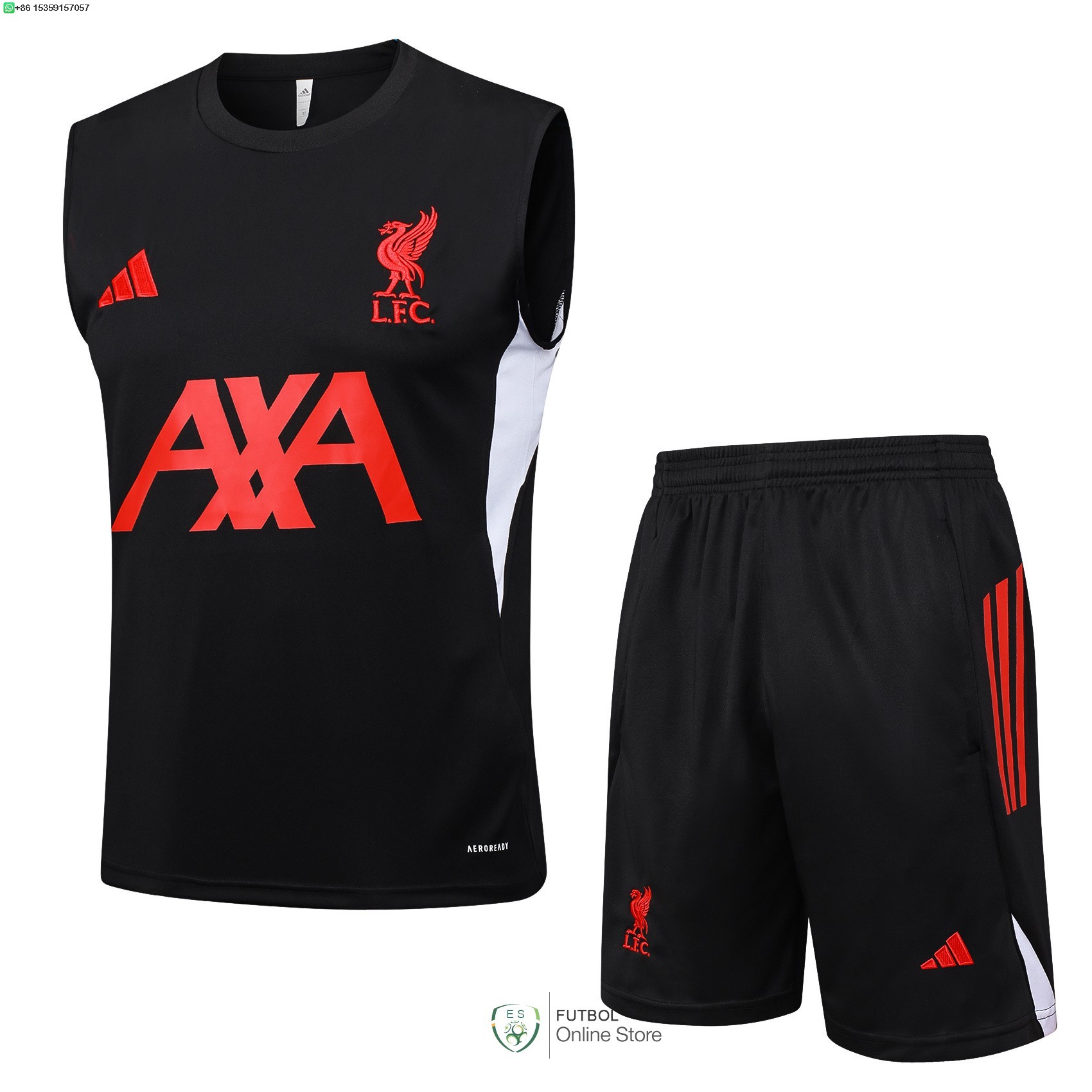 Entrenamiento Sin Mangas Conjunto Completo Liverpool 25/2026 Negro Rojo