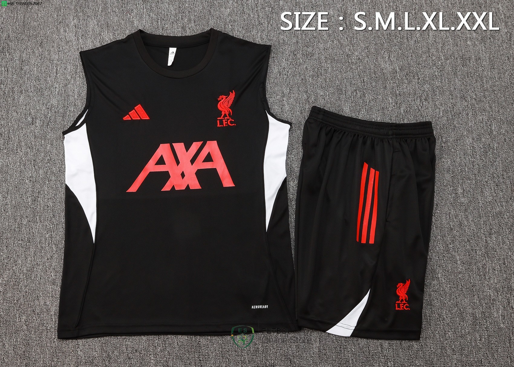 Entrenamiento Sin Mangas Conjunto Completo Liverpool 25/2026 Negro Rojo