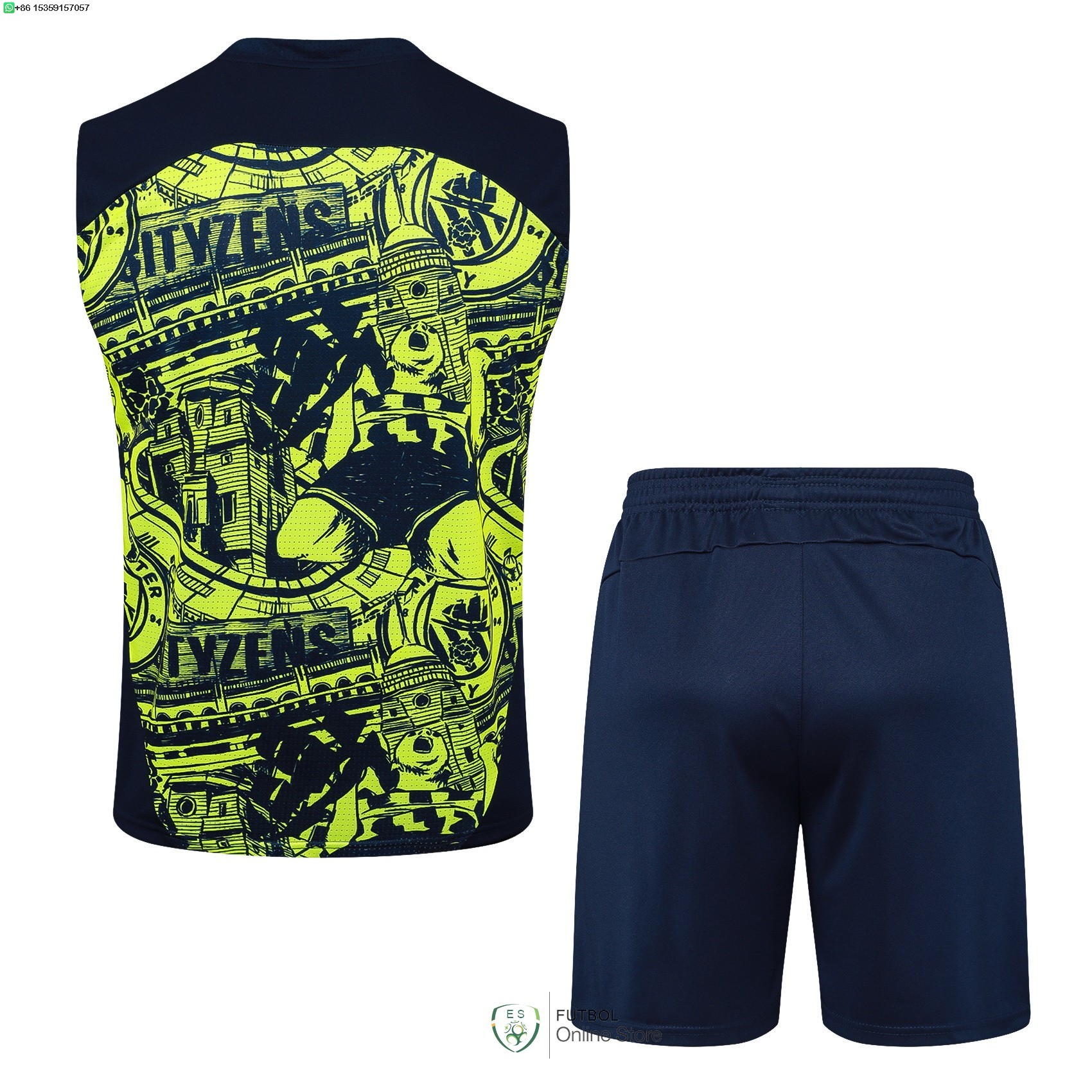 Entrenamiento Sin Mangas Conjunto Completo Manchester City 24/2025 Azul Marino Verde