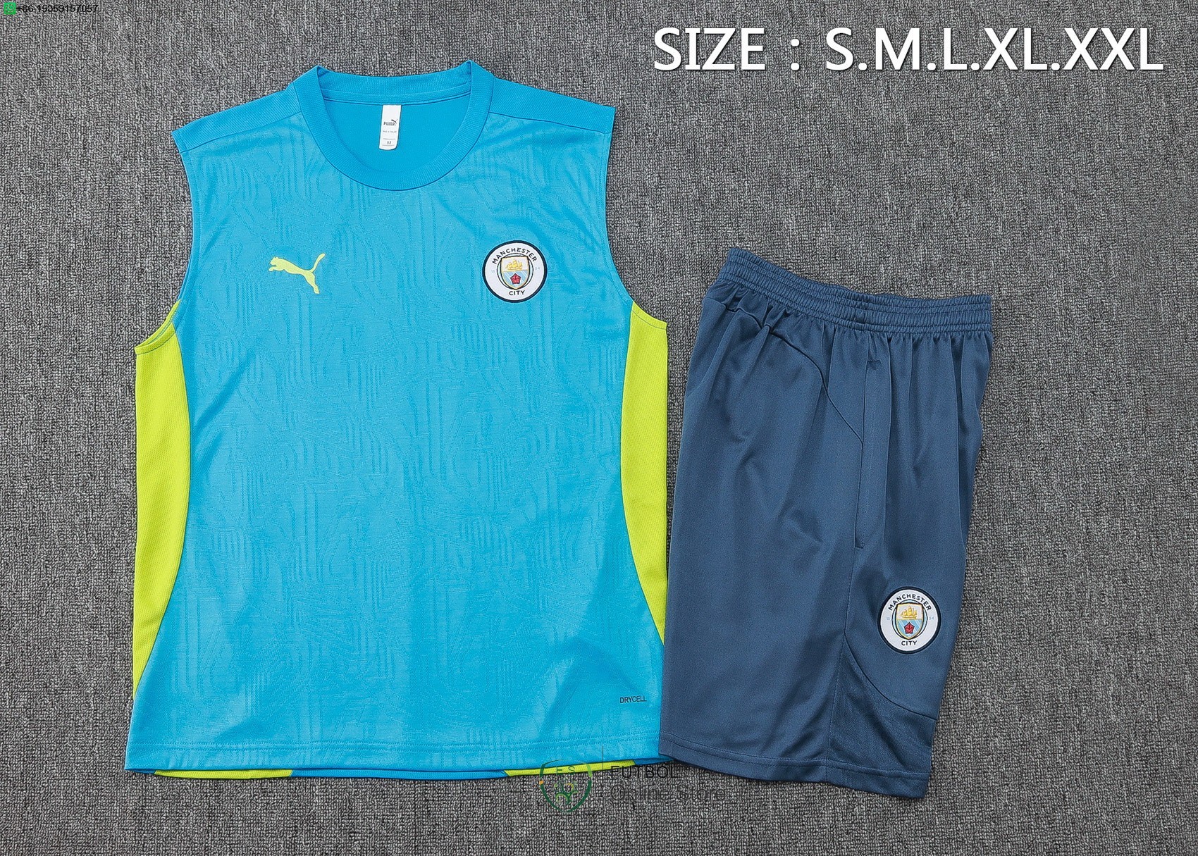Entrenamiento Sin Mangas Conjunto Completo Manchester City 24/2025 Azul Verde Gris