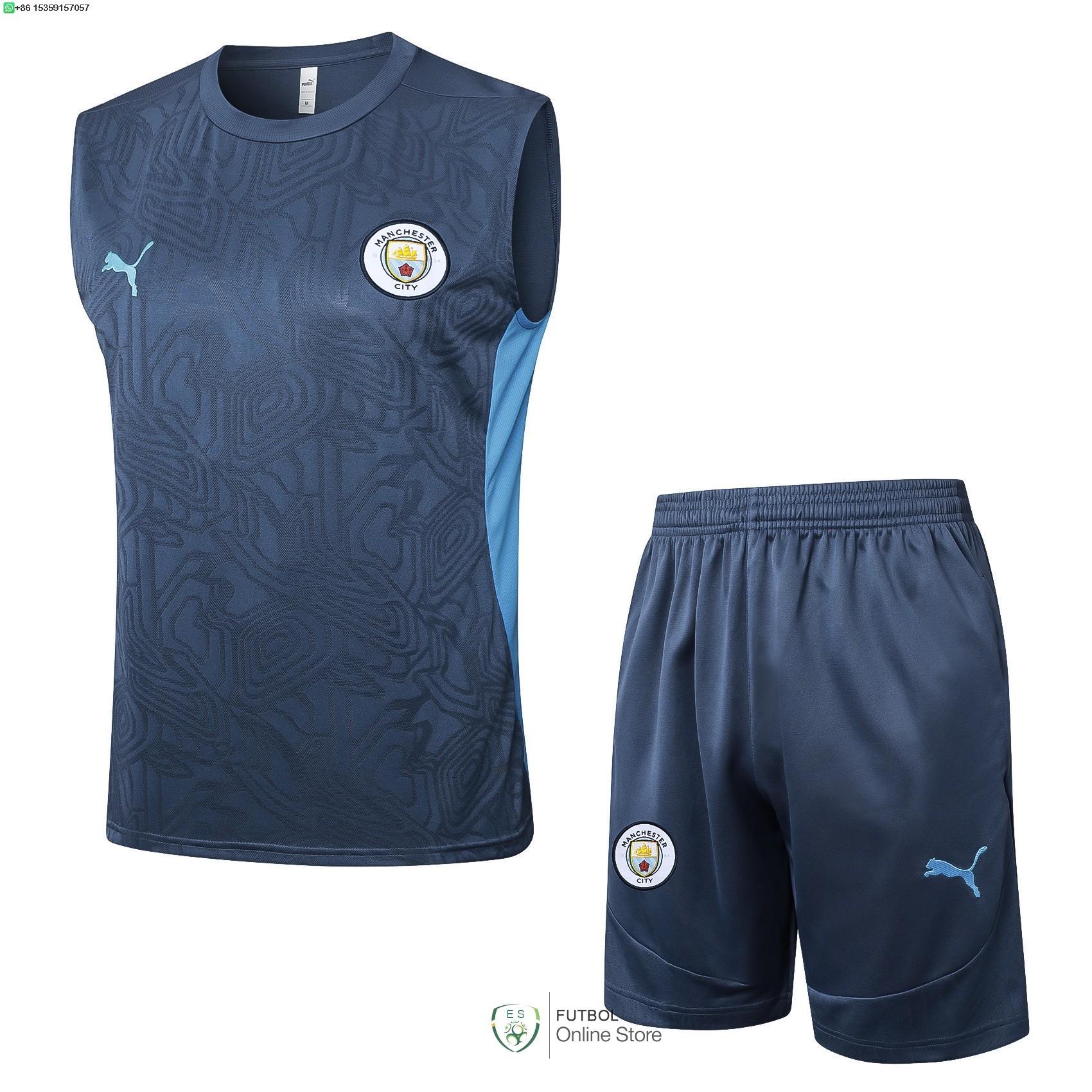 Entrenamiento Sin Mangas Conjunto Completo Manchester City 24/2025 Gris Azul