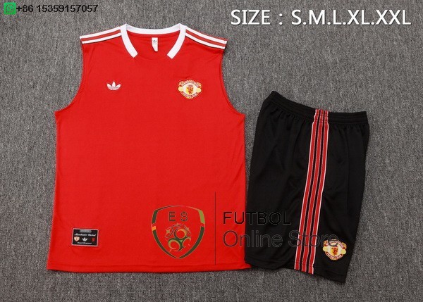 Entrenamiento Sin Mangas Conjunto Completo Manchester United 25/2026 Rojo Negro Amarillo