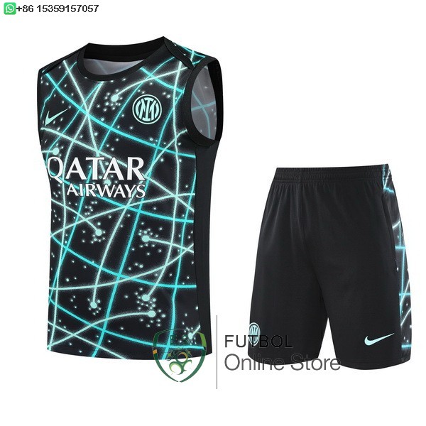 Entrenamiento Sin Mangas Conjunto Completo Ninos Inter Milan 25/2026 Verde Negro