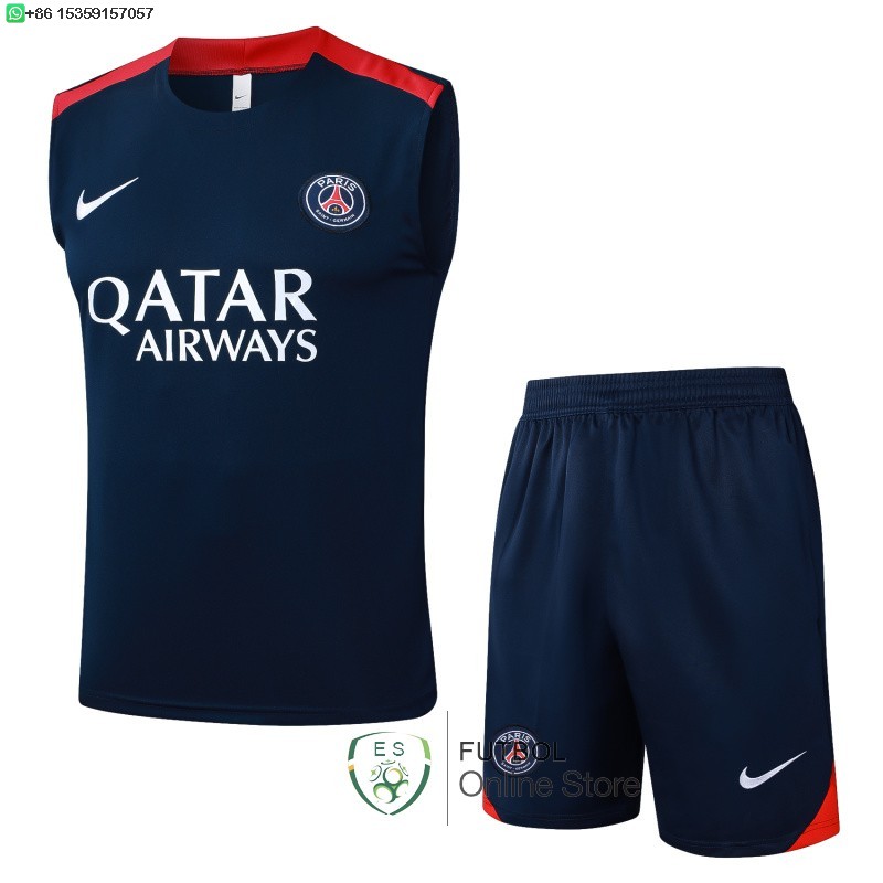 Entrenamiento Sin Mangas Conjunto Completo Paris Saint Germain 25/2026 Azul Marino Rojo