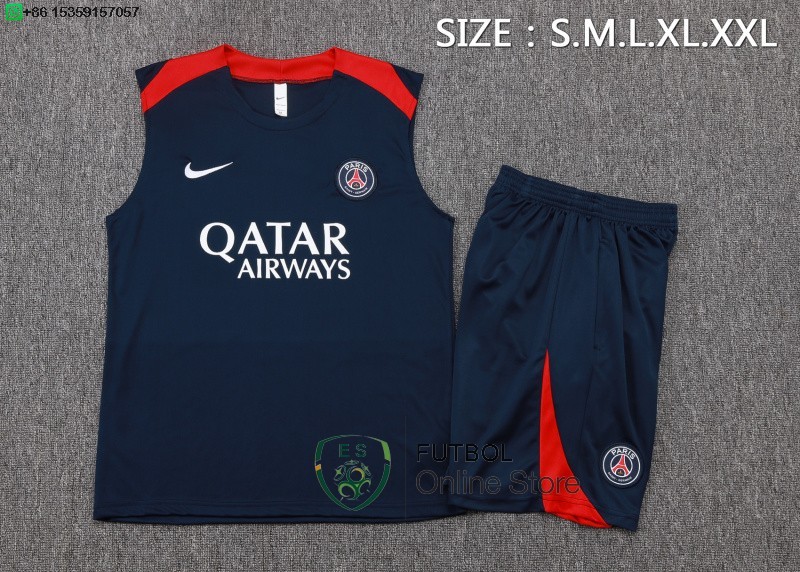 Entrenamiento Sin Mangas Conjunto Completo Paris Saint Germain 25/2026 Azul Marino Rojo