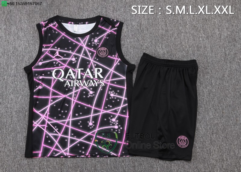 Entrenamiento Sin Mangas Conjunto Completo Paris Saint Germain 25/2026 Negro Rosa