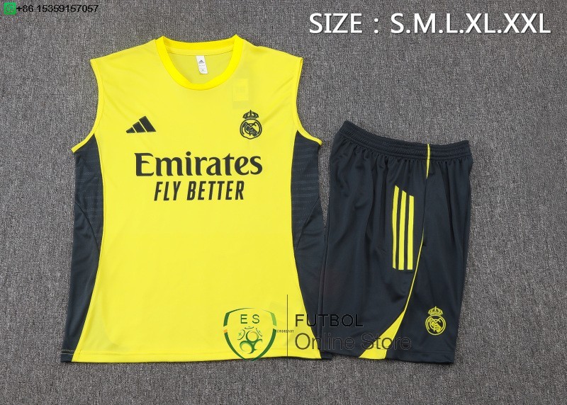 Entrenamiento Sin Mangas Conjunto Completo Real Madrid 25/2026 Amarillo Gris