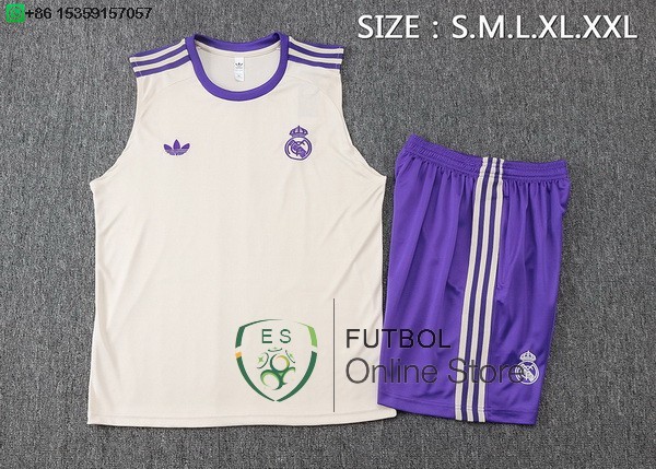 Entrenamiento Sin Mangas Conjunto Completo Real Madrid 25/2026 Amarillo Purpura