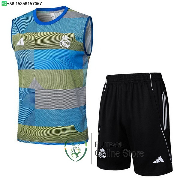 Entrenamiento Sin Mangas Conjunto Completo Real Madrid 25/2026 Azul Amarillo Negro