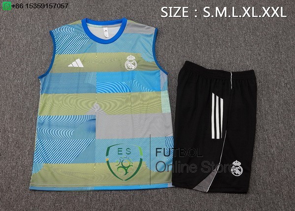 Entrenamiento Sin Mangas Conjunto Completo Real Madrid 25/2026 Azul Amarillo Negro