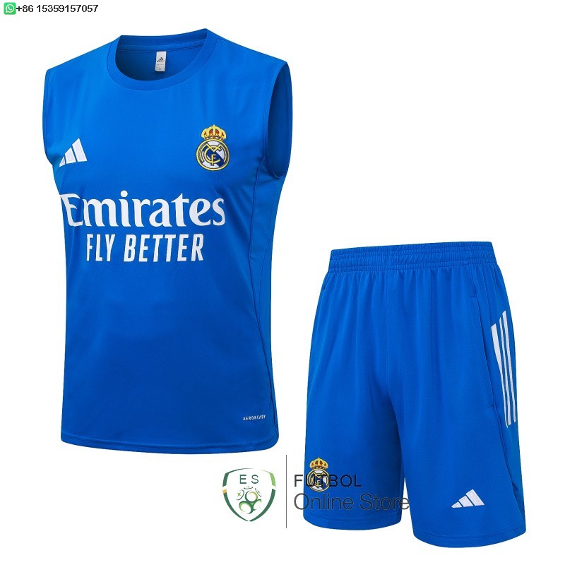 Entrenamiento Sin Mangas Conjunto Completo Real Madrid 25/2026 Azul Blanco