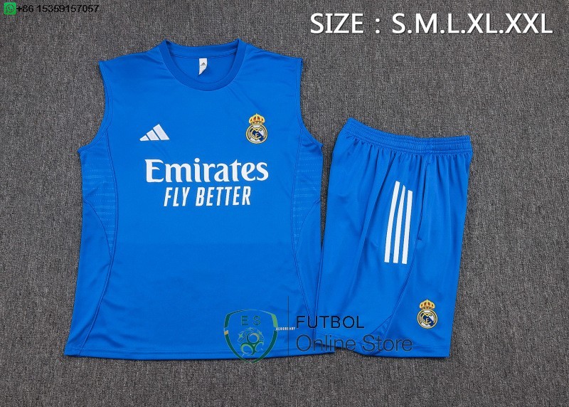Entrenamiento Sin Mangas Conjunto Completo Real Madrid 25/2026 Azul Blanco