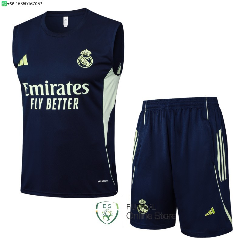 Entrenamiento Sin Mangas Conjunto Completo Real Madrid 25/2026 Azul Marino I Verde